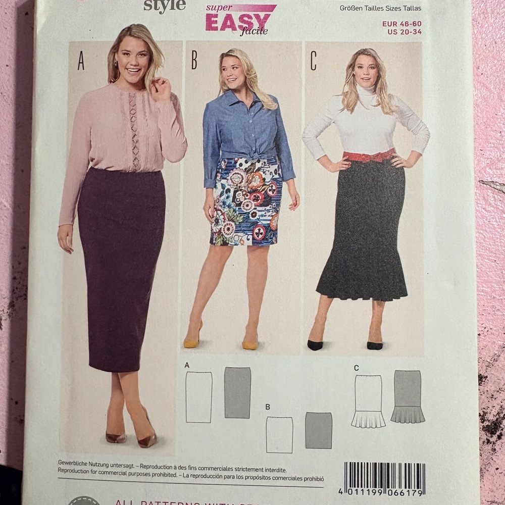 BN UNCUT BURDA 6617 PENCIL SKIRT SEWING PATTERN